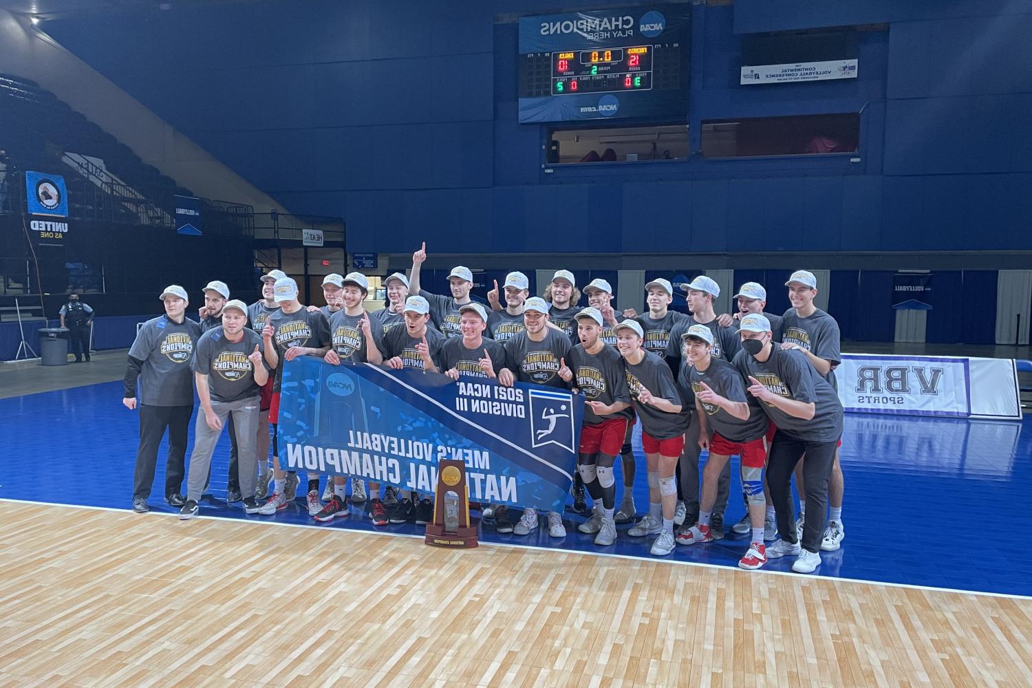 The Carthage Men's Volleyball team won Carthage its first national team championship in April 2021. Go Firebirds!